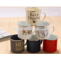 14cm(1400ml) full decal enamel mug with PE lid or metal lid